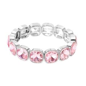 Elegant Pink and Silver Stretch Bracelet